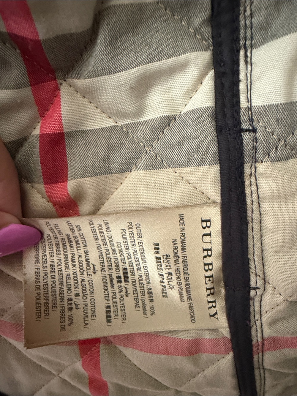 Burberry Black Quilted Trench Coat with Signature Check Lining - Picture 5 of 6